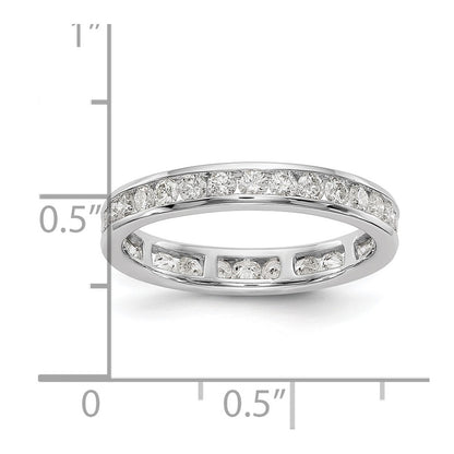 Platinum Polished Channel Set Size 7 Diamond Eternity Wedding Band Ring