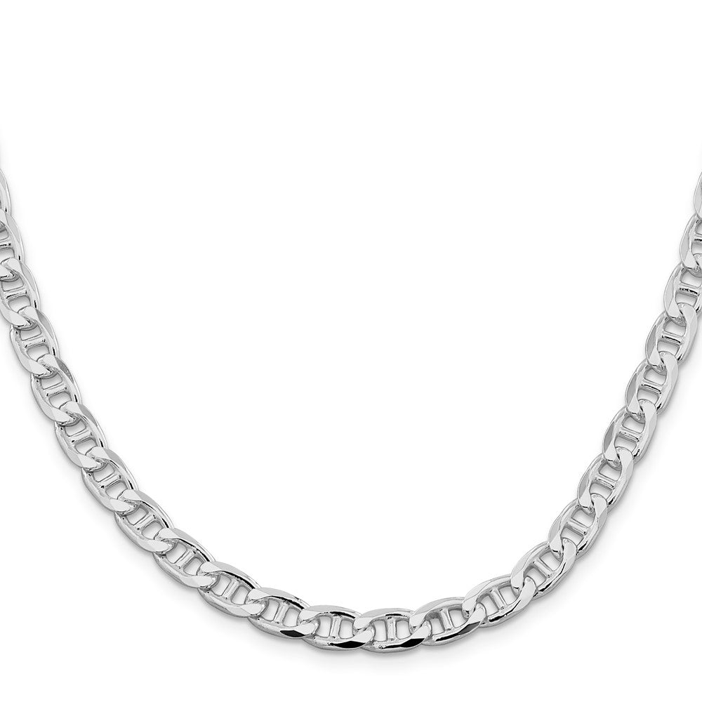 Sterling Silver Rhodium-plated 6.5mm D/C Flat Anchor Curb 22 Inch Chain