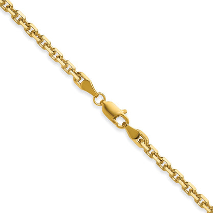 14K Yellow Gold 3.25mm D/C French Link 20 Inch Chain