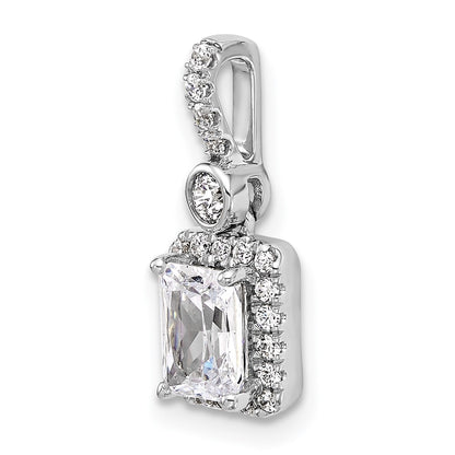 14K White Gold 1 carat Lab Grown Diamond VS+ F+ Radiant Complete Halo Pendant