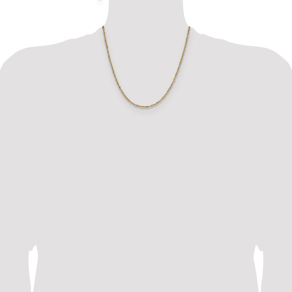 14K Yellow Gold with Rhodium 1.9mm Singapore 20 Inch Chain