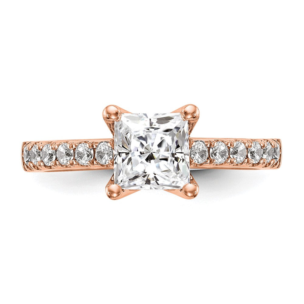 True Origin 14K Rose Gold 1/5 carat Lab Grown Diamond VS+ F+ Semi-Mount Princess Engagement Ring