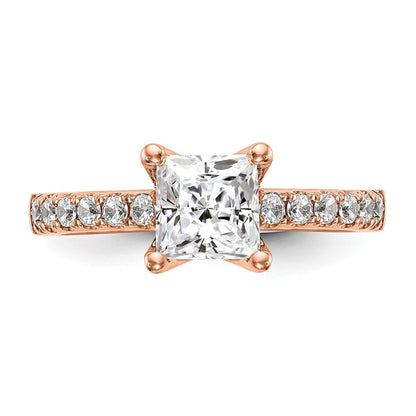 True Origin 14K Rose Gold 1/5 carat Lab Grown Diamond VS+ F+ Semi-Mount Princess Engagement Ring