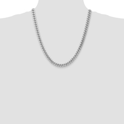 14K White Gold 7.3mm Semi-Solid Miami Cuban 22 Inch Chain
