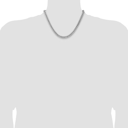 14K White Gold 7.3mm Semi-Solid Miami Cuban 18 Inch Chain