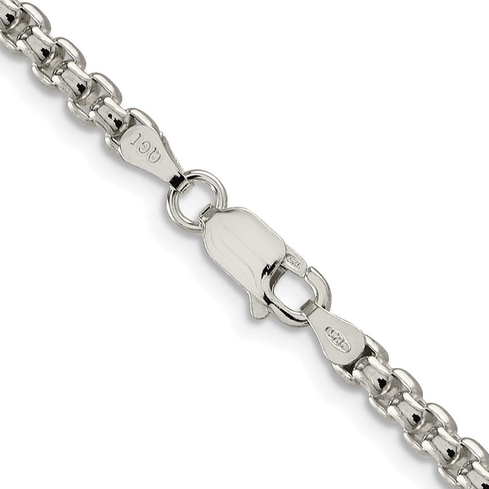 Sterling Silver Rhodium-plated 3.6mm Round Box 26 Inch Chain