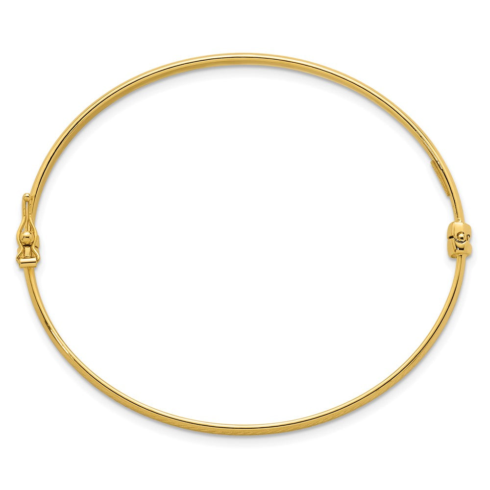 14K Yellow Gold Polished and Diamond-cut 4.75mm Hinged Oval Bangle Bracelet