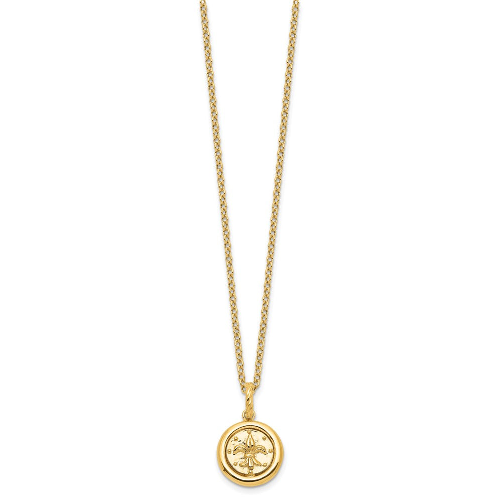 14K Yellow Gold Polished Replica Roman Coin 18in Necklace