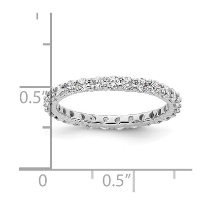 14K White Gold Polished Size 6.5 Shared Prong 1 carat Diamond Complete Eternity Wedding Band Ring