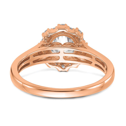 True Origin 14K Rose Gold 1/4 carat Lab Grown Diamond VS+ F+ Semi-Mount Round Halo Engagement Ring