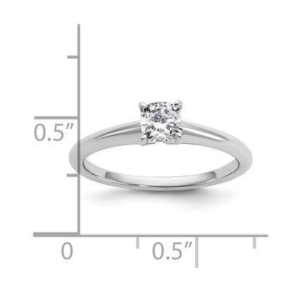 14K White Gold 1/2 carat Lab Grown Diamond VS+ F+ Cushion Complete Solitaire Engagement Ring