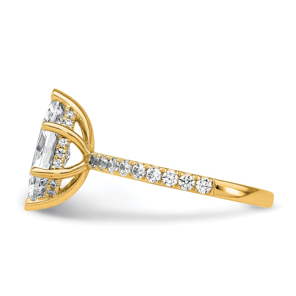 14K Yellow Gold 2 5/8 carat Certified Lab Grown Diamond VS/SI+ G+ Marquise Complete Solitaire with Flair Engagement Ring