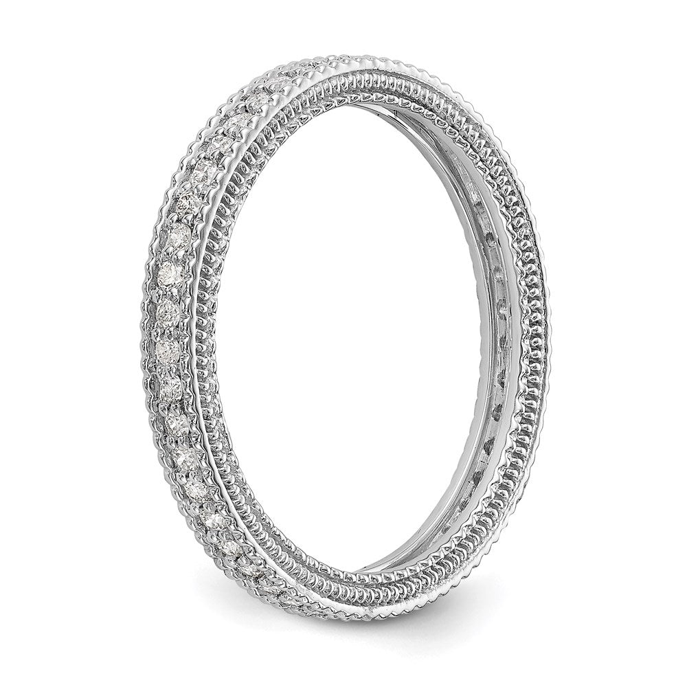 14K White Gold Polished 1/3CT Milgrain Edge Diamond Eternity Wedding Band Ring