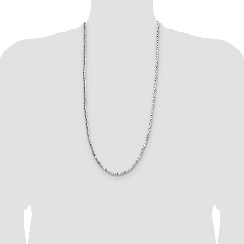 Sterling Silver 3.4mm Diamond-cut Round Franco 30 Inch Chain