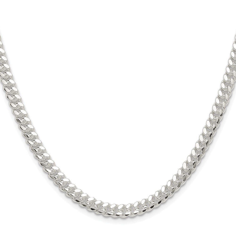 Sterling Silver Rhodium-plated Polished 5.7mm Domed Curb 20 Inch Chain