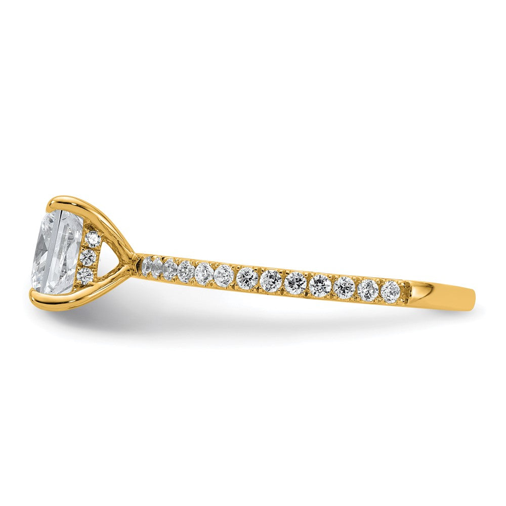 14K Yellow Gold 1 3/8 carat Certified Lab Grown Diamond VS+ F+ Princess Complete Solitaire with Flair Engagement Ring