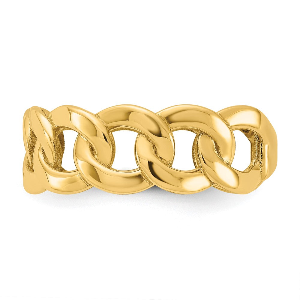 14K Yellow Gold Polished 8mm Men's Curb Link Ring