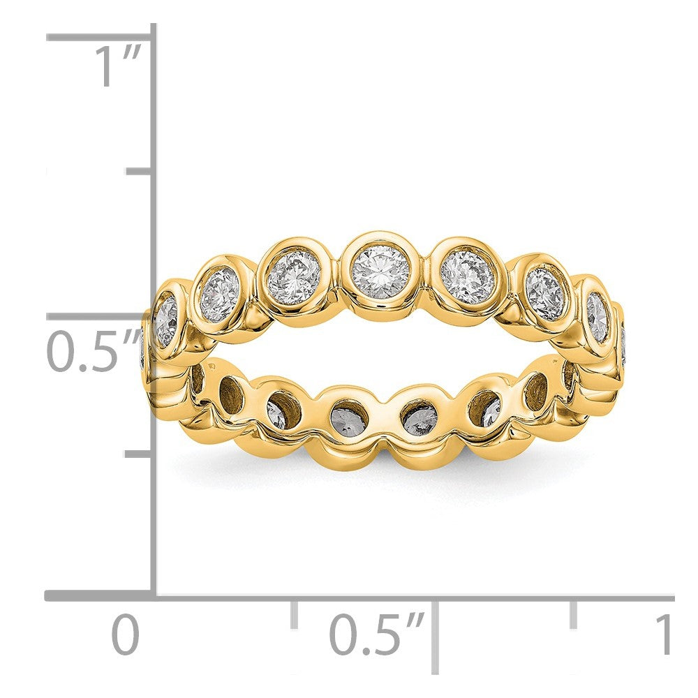 18K Yellow Gold Diamond Bezel Set Eternity Wedding Band Ring