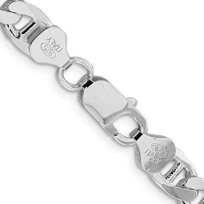 Sterling Silver Rhodium-plated 7.4mm D/C Flat Anchor Curb 24 Inch Chain