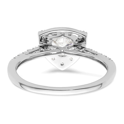 14K White Gold Halo Plus (Holds 1/2 carat (5.00mm) Trillion Center) 1/4 carat Diamond Semi-Mount Engagement Ring