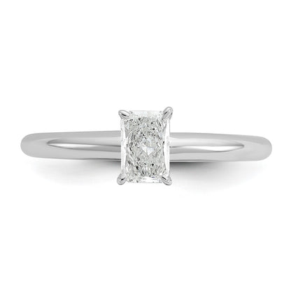 14K White Gold 1/2 carat Certified Lab Grown Diamond VS+ F+ Radiant Solitaire Complete Engagement Ring