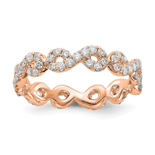 14K Rose Gold Polished Infinity Shared U Prong Size 5 Diamond Eternity Wedding Band Ring