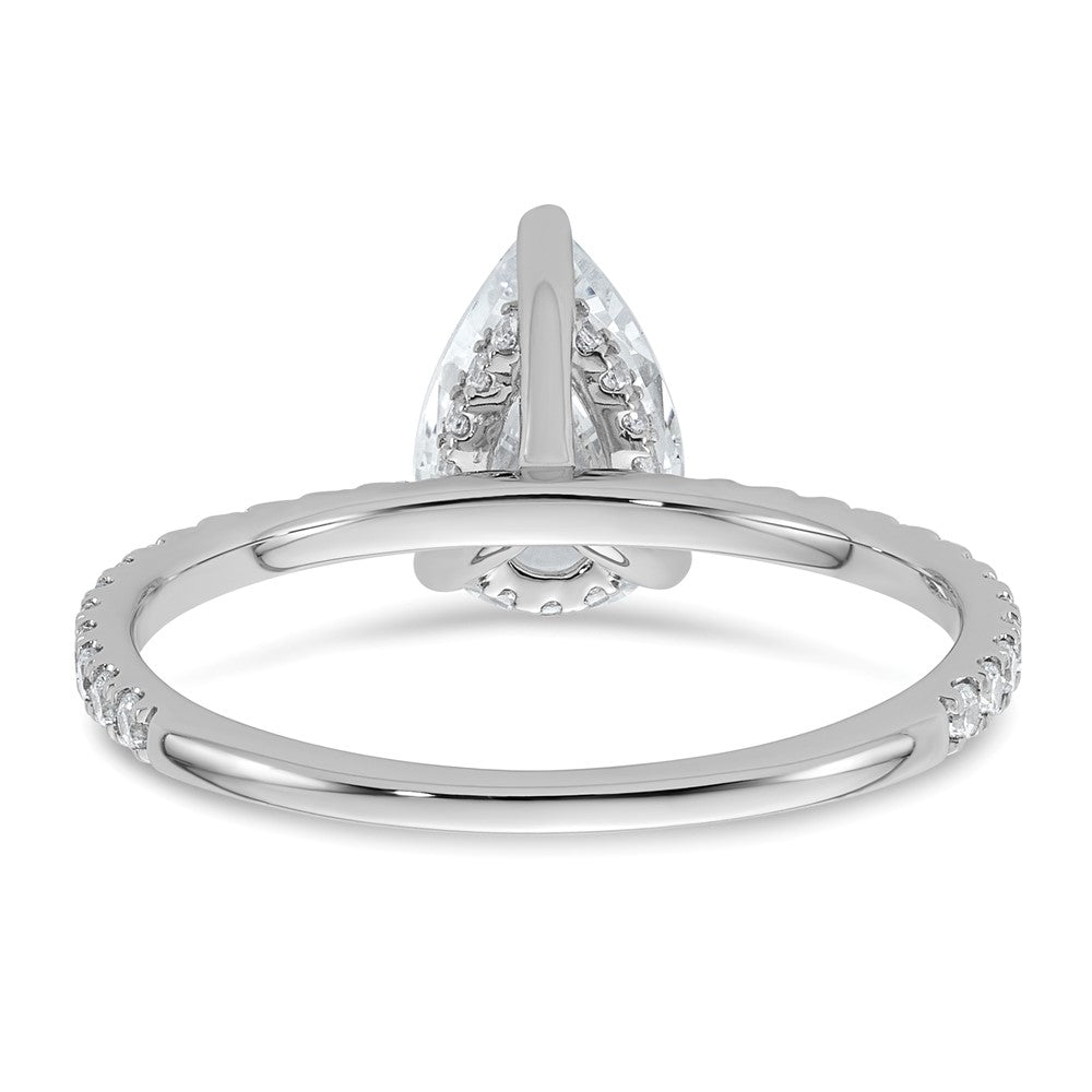14K White Gold 1 3/8 carat Certified Lab Grown Diamond VS+ F+ Pear Complete Solitaire with Flair Engagement Ring