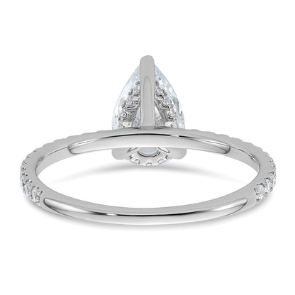 14K White Gold 1 3/8 carat Certified Lab Grown Diamond VS+ F+ Pear Complete Solitaire with Flair Engagement Ring
