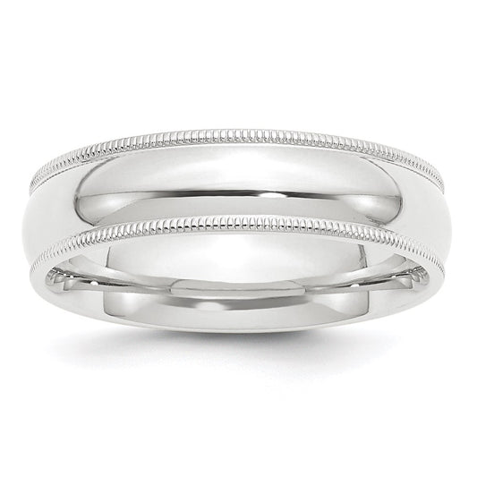 Platinum 6mm Polished Milgrain Comfort-Fit Wedding Band Ring