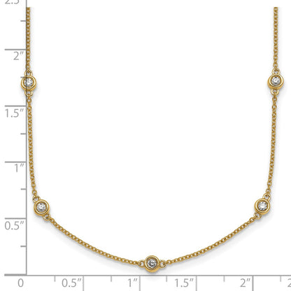 14K Yellow Gold Complete 5/8 carat Bezel-set Diamond and Cable Chain 17-Station 20 Inch Necklace