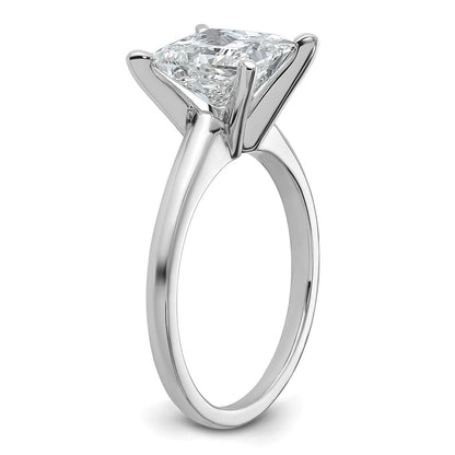 14K White Gold 2 1/2 carat Lab Grown Diamond VS+ F+ Princess Complete Solitaire Engagement Ring