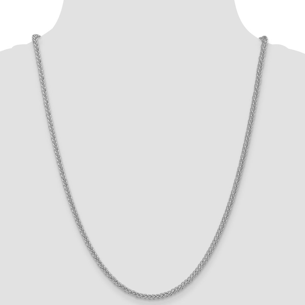 14K White Gold 2.6mm Semi-solid 3-Wire Wheat 24 Inch Chain