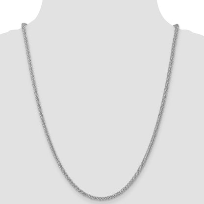 14K White Gold 2.6mm Semi-solid 3-Wire Wheat 24 Inch Chain