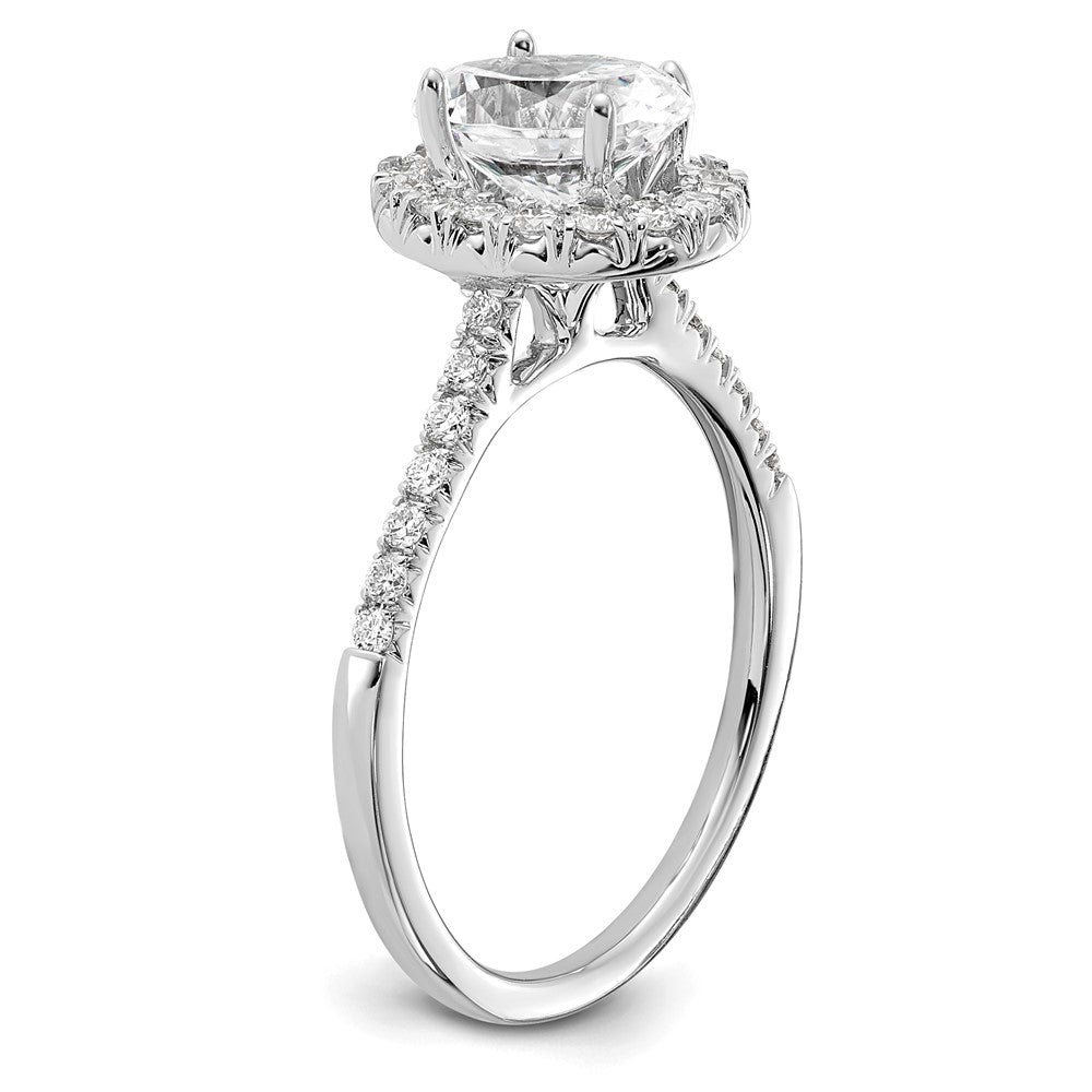 True Origin 14K White Gold 3/8 carat Lab Grown Diamond VS+ F+ Semi-Mount Oval Halo Engagement Ring