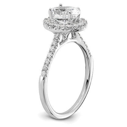 True Origin 14K White Gold 3/8 carat Lab Grown Diamond VS+ F+ Semi-Mount Oval Halo Engagement Ring