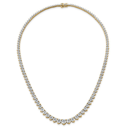 14K Yellow Gold 26 3/4 carat Certified Lab Grown Diamond VS+ F+ Complete Round 18 Inch Graduated Tennis Necklace