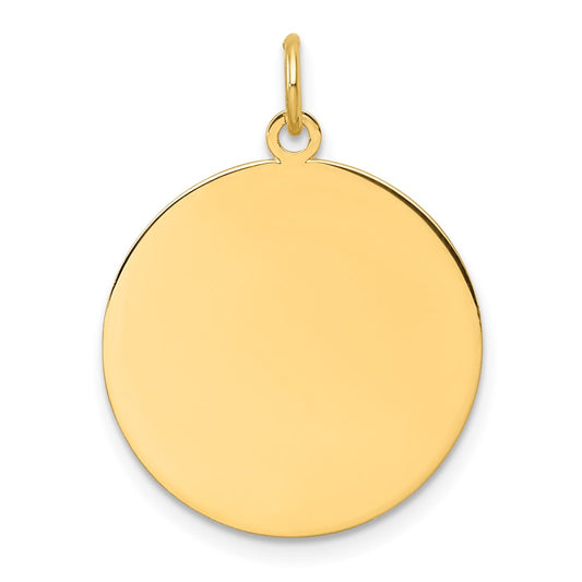 14K Yellow Gold Plain .027 Gauge Round Engravable Disc Charm