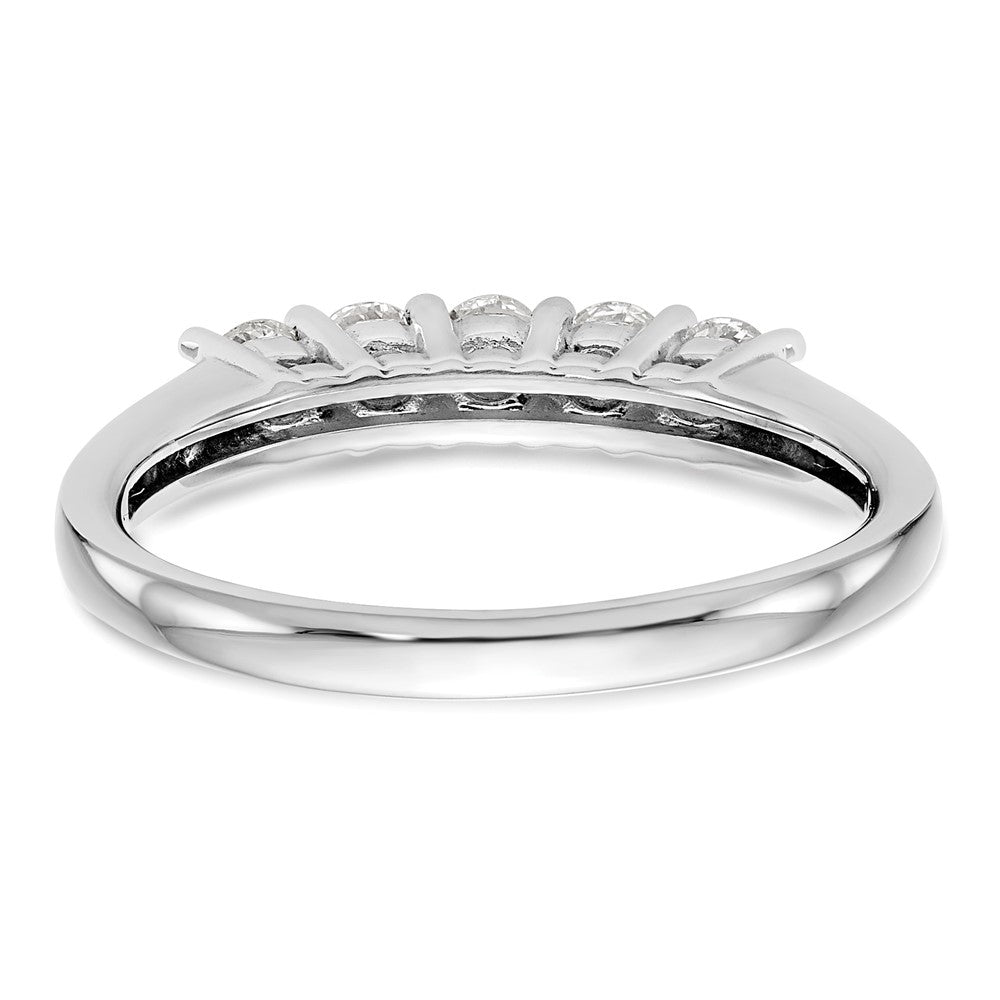 14K White Gold 5-Stone Shared Prong 1 carat Round Complete Diamond Wedding Band Ring