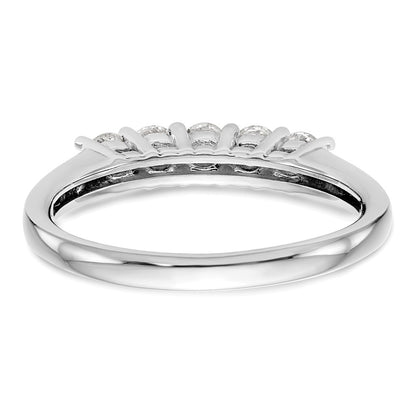 14K White Gold 5-Stone Shared Prong 1 carat Round Complete Diamond Wedding Band Ring