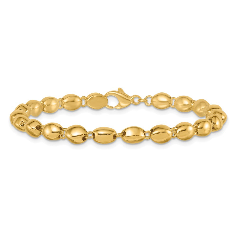 14K Yellow Gold Polished 5.25mm Round Fancy Beaded 7.25 Inch Bracelet