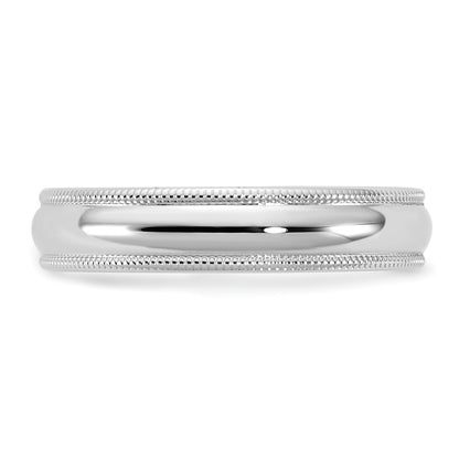 14k White Gold 4.5mm Milgrain Comfort Fit Wedding Band Ring