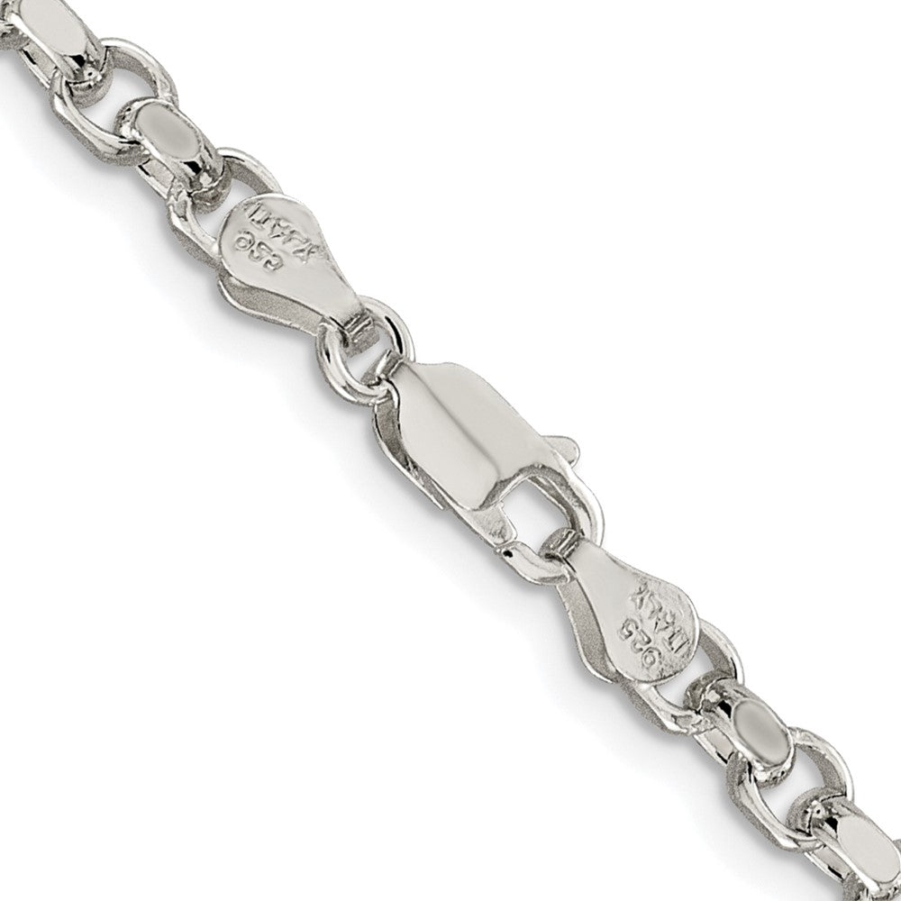 Sterling Silver Rhodium-plated 4mm Diamond-cut Rolo 30 Inch Chain