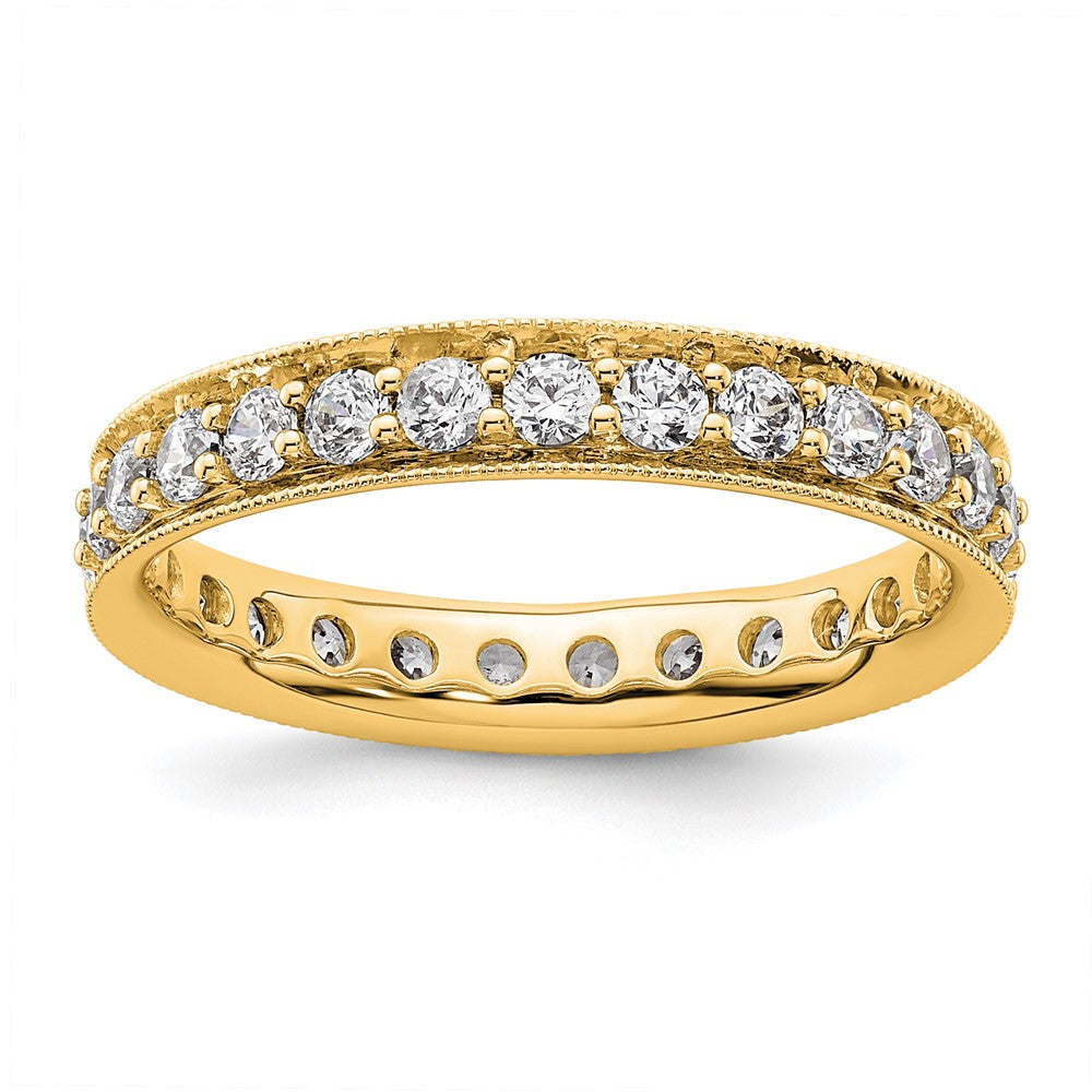 14K Yellow Gold Polished Size 6 Vintage 1 carat Diamond Complete Eternity Wedding Band Ring