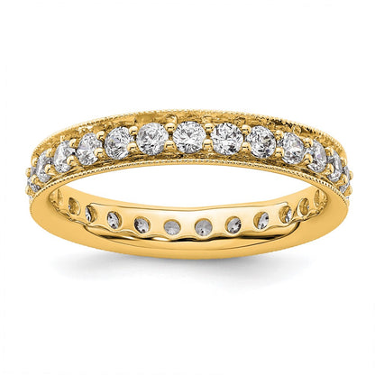 14K Yellow Gold Polished Size 6 Vintage 1 carat Diamond Complete Eternity Wedding Band Ring