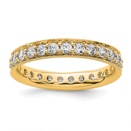 14K Yellow Gold Polished Size 6 Vintage 1 carat Diamond Complete Eternity Wedding Band Ring