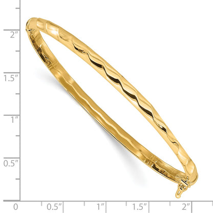 14K Yellow Gold Polished Twisted Hinged Bangle