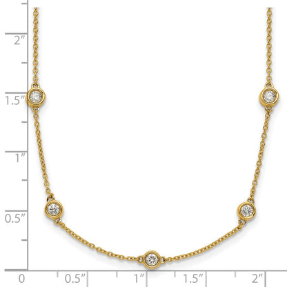 14K Yellow Gold Complete 7/8 carat Bezel-set Diamond and Cable Chain 16-Station 16 Inch Necklace