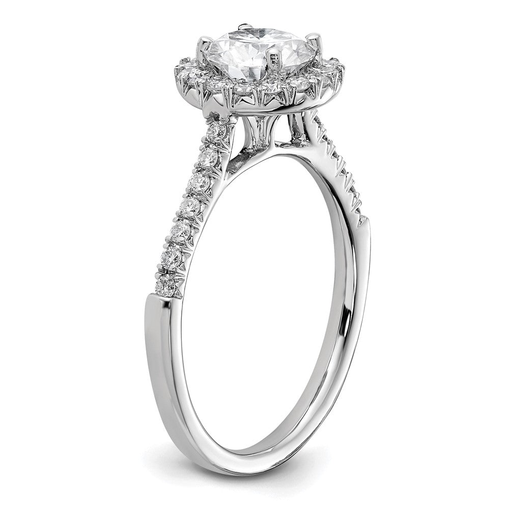 True Origin 14K White Gold 1/3 carat Lab Grown Diamond VS+ F+ Semi-Mount Round Halo Engagement Ring