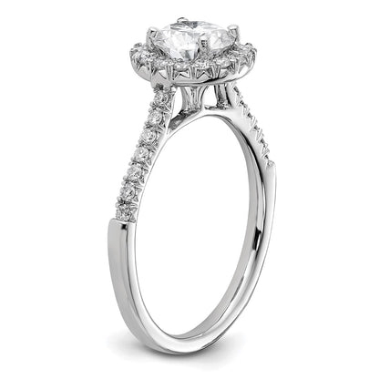 True Origin 14K White Gold 1/3 carat Lab Grown Diamond VS+ F+ Semi-Mount Round Halo Engagement Ring
