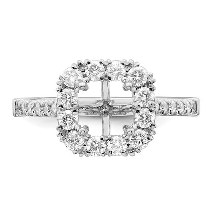 True Origin 14K White Gold 3/4 carat Lab Grown Diamond VS+ F+ Semi-Mount Asscher Halo Engagement Ring